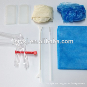 disposable gynecological sets french type vaginal speculum latex Glove cervical scraper brush slide glass nonwoven napkin